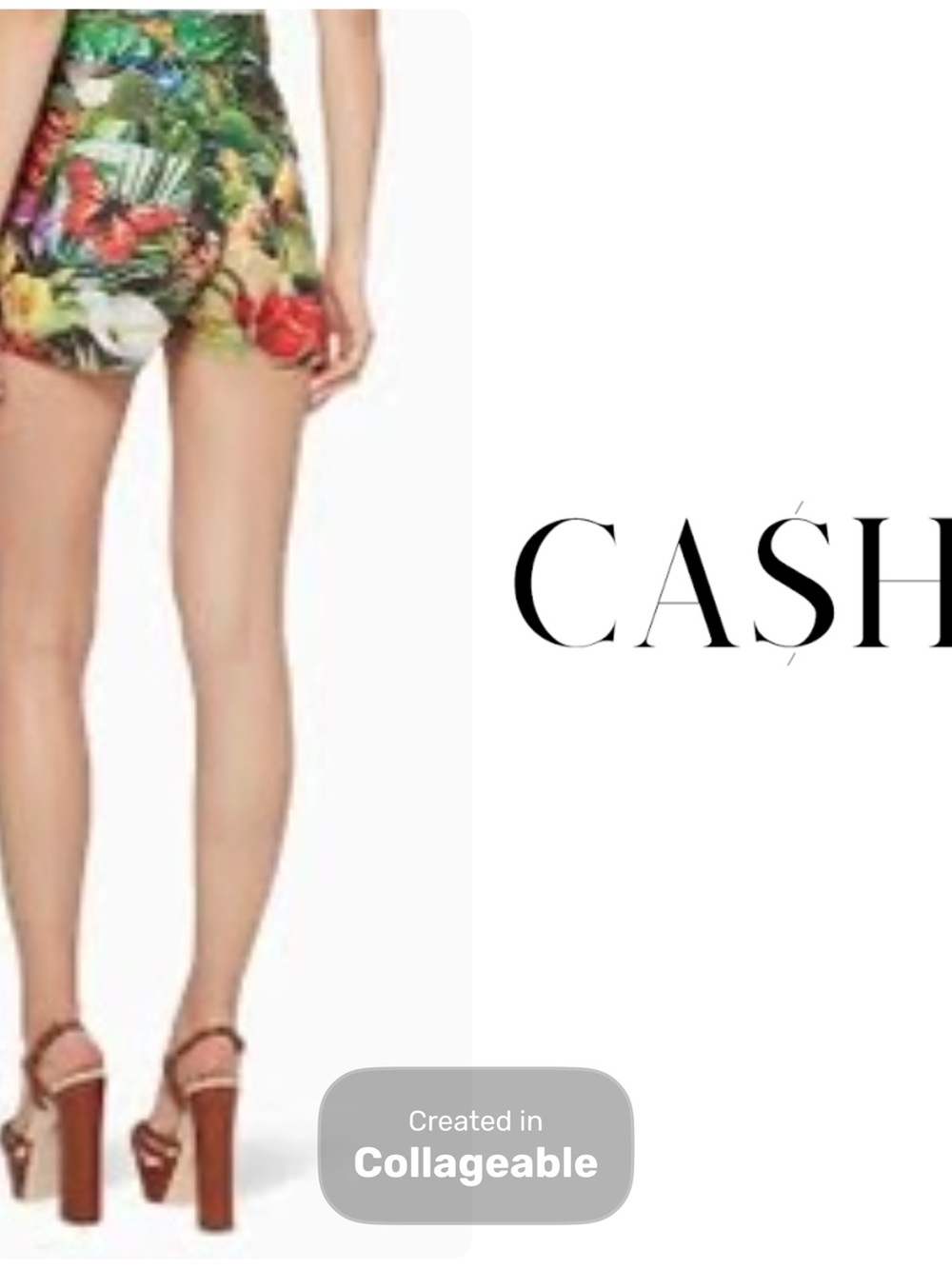 ‼️WOW‼️CASHE VINTAGE Floral Print Women's High-Rise Shorts - Green Multi RARE